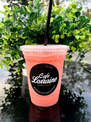 Best Lotus Drinks! This Was A Pink Lotus With Guava Pineapple Strawberry Topped With Orange Juice!