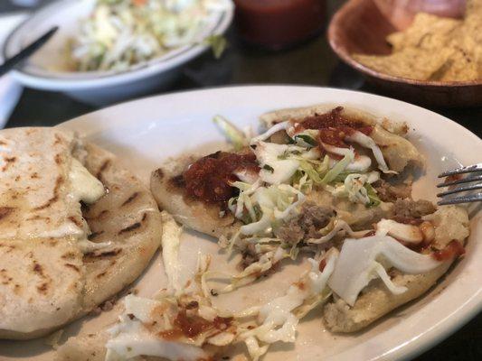 Pupusas, chicharro & quesso. Pork / cheese