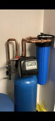 Water softener install with whole house filter