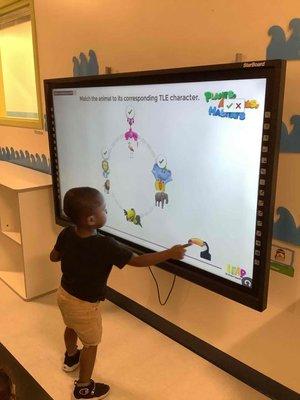 This morning in our Make-Believe Boulevard our Preschool 1 friends used our L.E.A.P. Interactive Board.