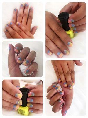 Rainbow Nails in Dipping