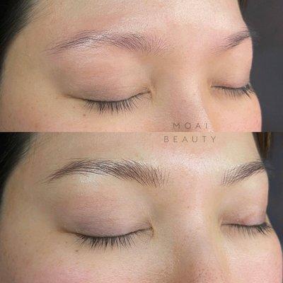 Ultra Natural Microblading at Moai Beauty. Just enough to fill the holes and empty space.