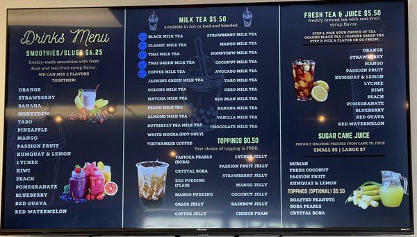 Menu as of 10/19/21