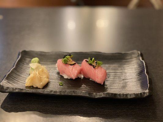 The toro (fatty tuna, special cut of fish) is incredible