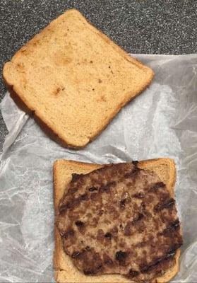 Ordered a burger delivered to my apartment...yes that is a room temp patty on 2 floppy pieces of wheat bread