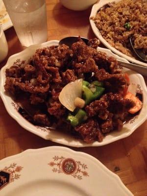 Crispy beef & pork fried rice in the background. Soooo good!!!