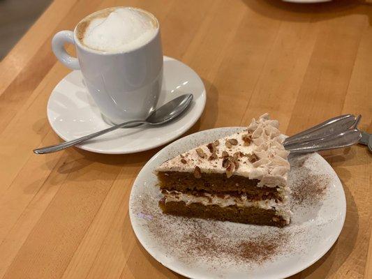 Carrot cake paired with Cappuccino. Love it!