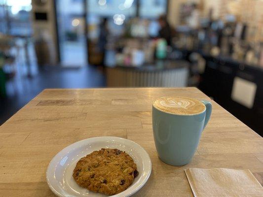 Latte and cookie