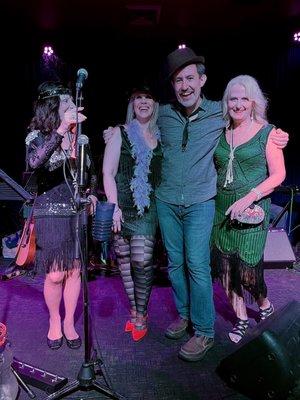 Roaring 20's Party celebrating at CP to see Faded Jeans!  on stage with Levi! Amy matching hats!