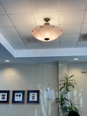 Viewing of lighting decor in the waiting area in Novant Health WomanCare in Winston-Salem, NC