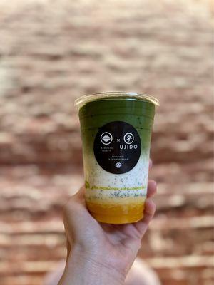 Mango matcha latte