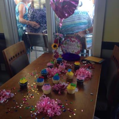 All the table decorations including the maylor balloons came from Dollar Tree