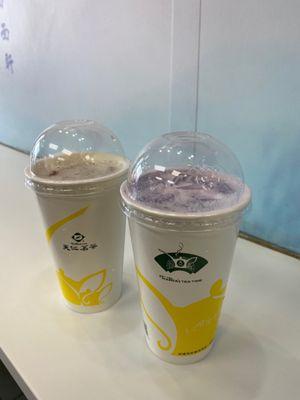 Lychee Green Tea + Taro Milk Tea