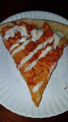 Really sad, dry buffalo chicken slice. Missing chicken