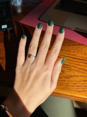 Christmas Green manicure w/ dip and tips