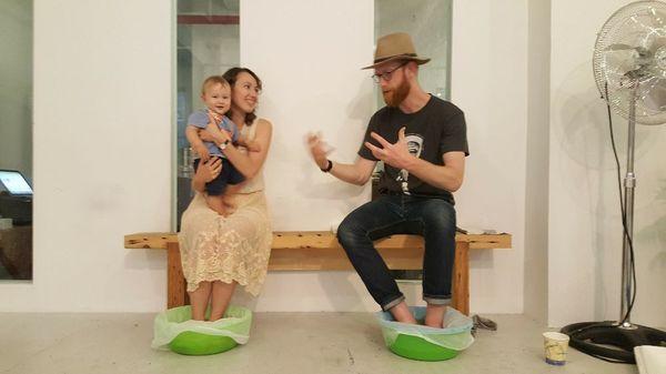 Two neighbors bonding over our Herbal Footbaths