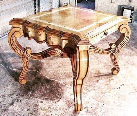 Custom Side Table with Hand-Carved Details