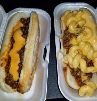 Chili cheese dog. Mac Daddy dog.