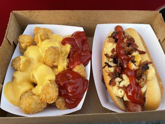 Cheesy Tater Tots and Mac Daddy Hot Dog