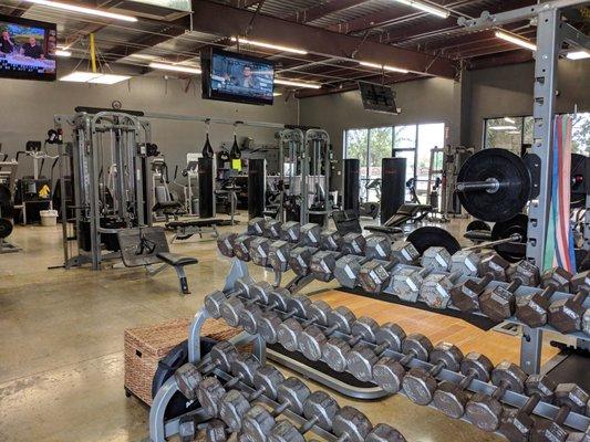 Exercise Equipment and Interior of 24 hour access Drop Zone Fitness Gym in Missouri City, Texas