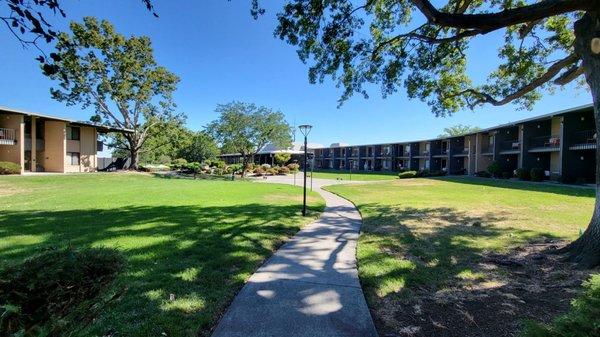 Courtyard scene is so spacious and quiet. As you can see, every room has private outdoor balcony!