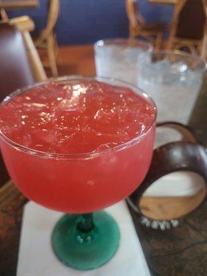 So far great.    Yummy strawberry  margaritas.   Nice quite atmosphere.     Family friendly.