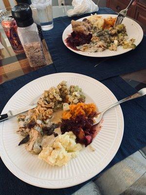 Our 2020 Thanksgiving dinner with all the fixings.