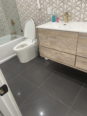 Bathroom Renovation - cabinet, toilet, bathtub, shower, walls, flooring, electrical, construction, General Contractors Residential