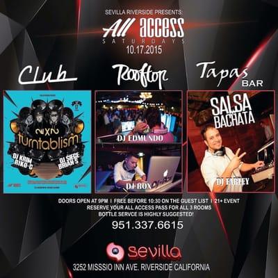 !!! SEVILLA NIGHT CLUB DE RIVERSIDE TE OFRECE ESTE Y TODOS LOS SABADOS 3 AMBIENTES DIFERENTES !!!