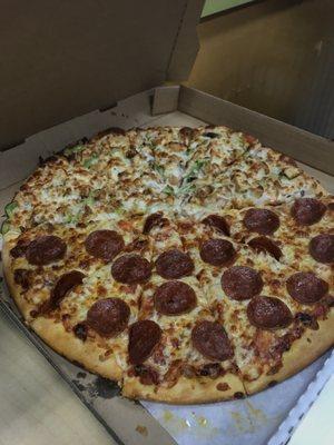 Garlic chicken and pepperoni