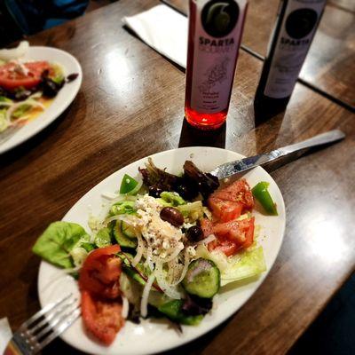 Greek Salad with red wine vinegar and oil