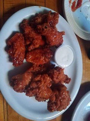 Spicy BBQ and Spicy Garlic wings.