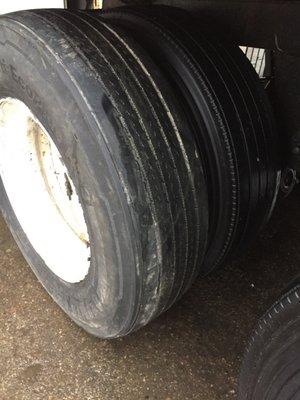 New used tire to match the tread depth to the companion tire. In & out 42min