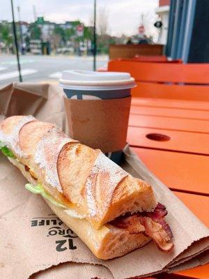 BLT baguette and Americano