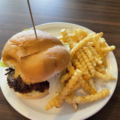 Hamburger and fries