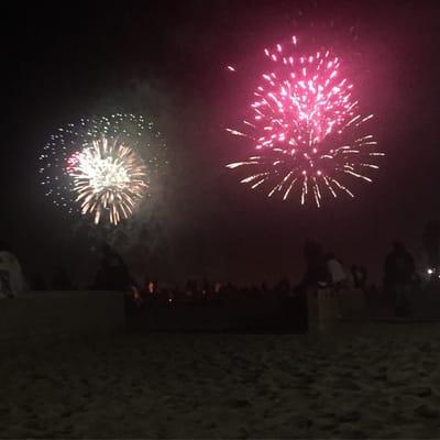 Fireworks from the pier but no hot chocolate from the beach hut!