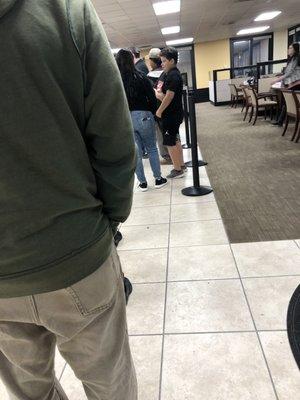 The line literally reaches the door