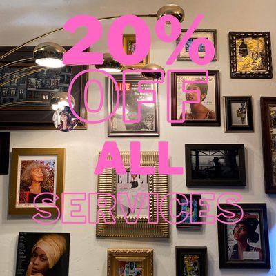 20% off all services with Janet, Nicole or Erica through 2021!