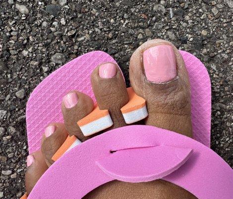 Terrible pedicure, I could have done a better job myself.