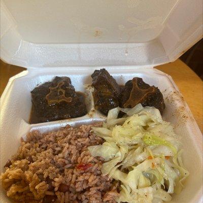 Oxtail, Beans & Rice, Steamed Cabbage