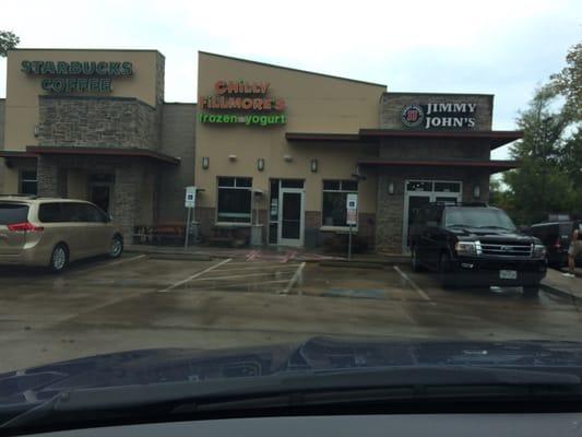 Jimmy John's, Chilly Fillmore's and Starbucks are all in the same parking lot.