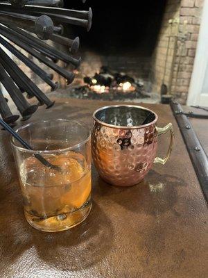 Delicious cocktails that we enjoyed near the fireplace after dinner.