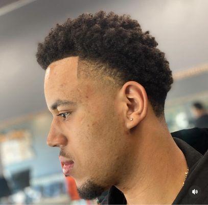 High fade with a afro sponge