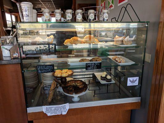 Inside. Fresh-baked food selection.