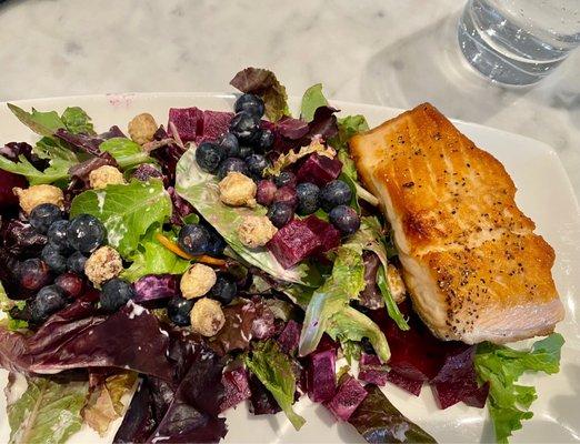 beet blueberry salad with Salmon.