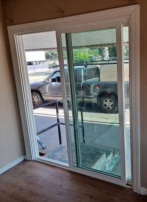 Inside view after patio door retro fit install