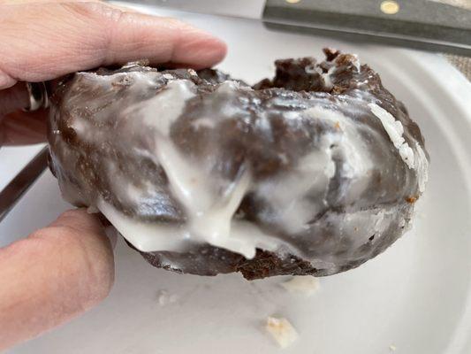 It's just so good chocolate glazed cake donut