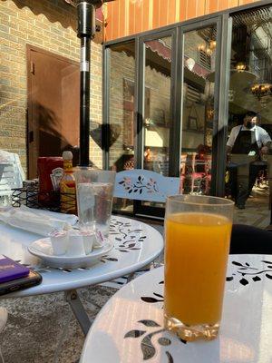 Outdoor dining and fresh orange juice