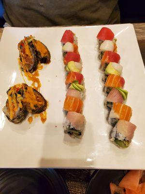 J & J Roll, and two Rainbow rolls.