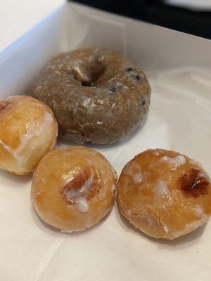 The only donuts that made it to a picture... The rest I devoured.  Blueberry and cinnamon roll donut holes. SO. GOOD!